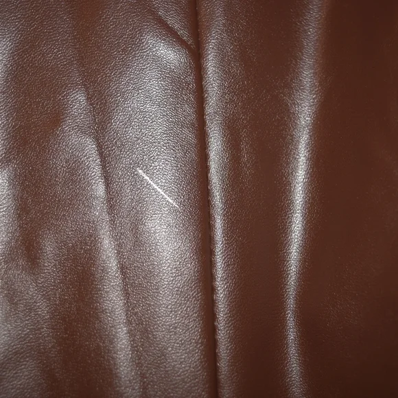 AKIRA SILVER METALLIC BUTTON FAUX LEATHER BROWN BLAZER NWT - Picture 10 of 16